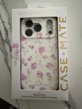 LoveShackFancy Pink Floral iPhone 17 Pro Case on White